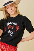 Game Day Puff Sleeve Sweater Top