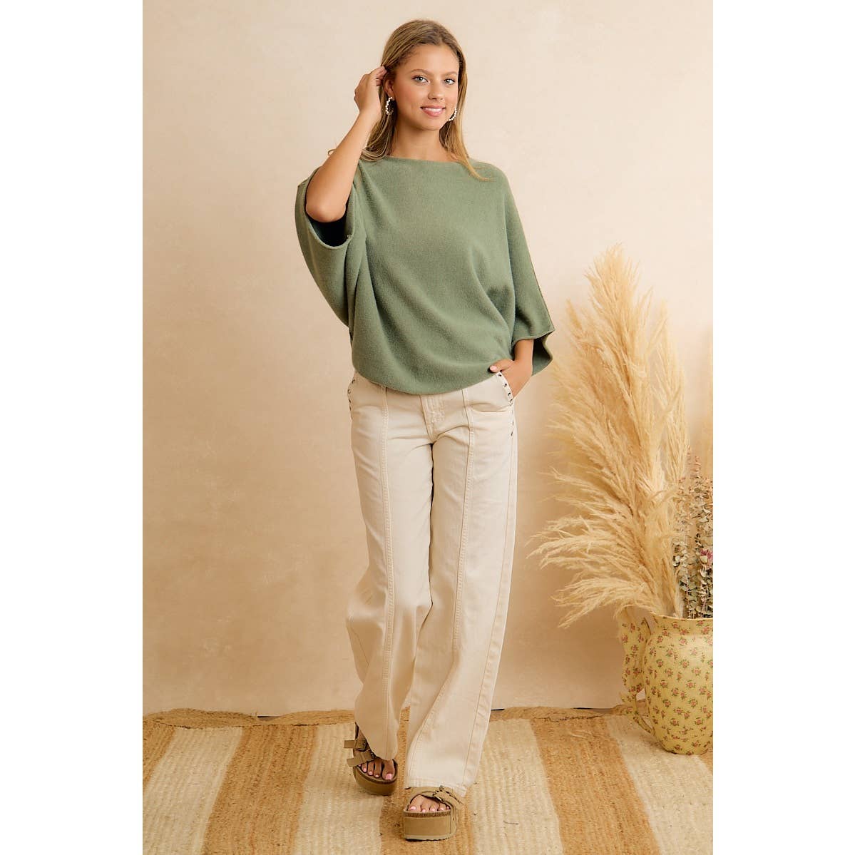 DOLMAN SLEEVES SOFT KNIT TOP