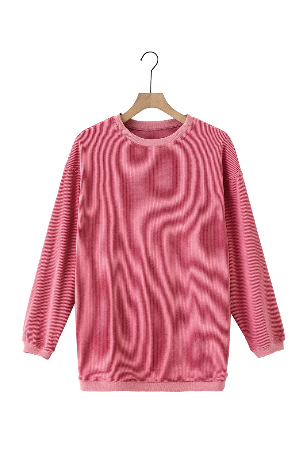 Light Grey Ribbed Corded Oversized Sweatshirt