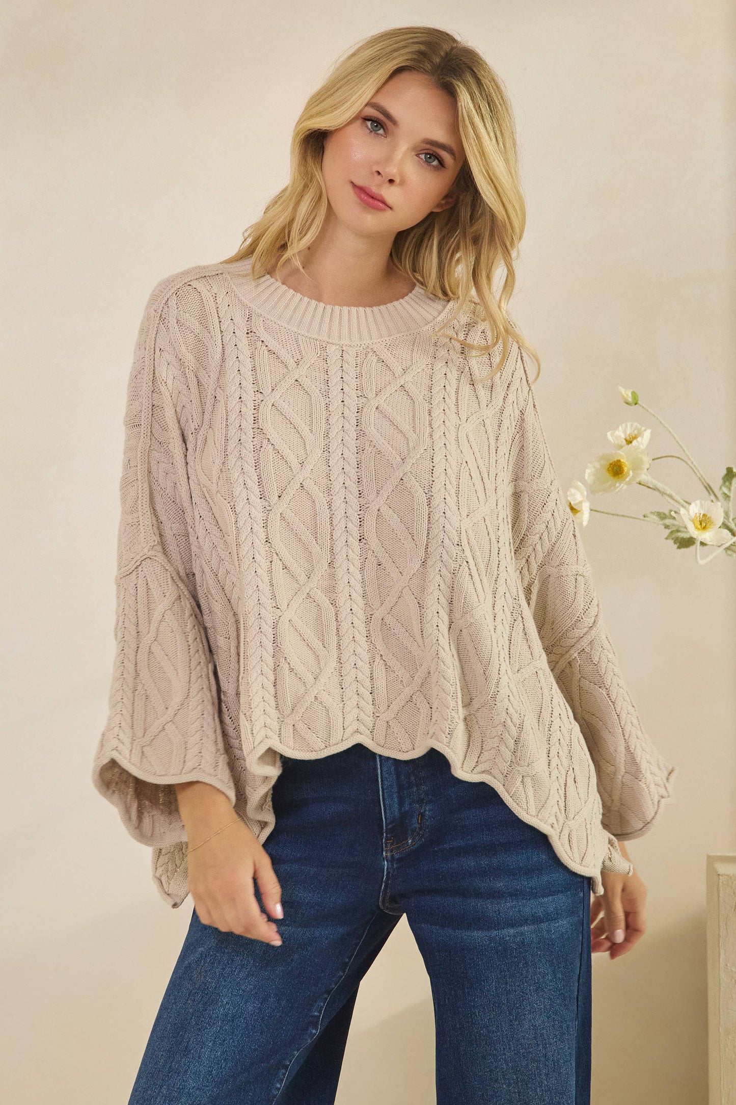 IT-10101-knitted sailors knot round neck l/s sweater