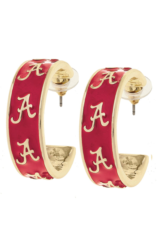 Alabama Crimson Tide Enamel Logo Hoop Earrings