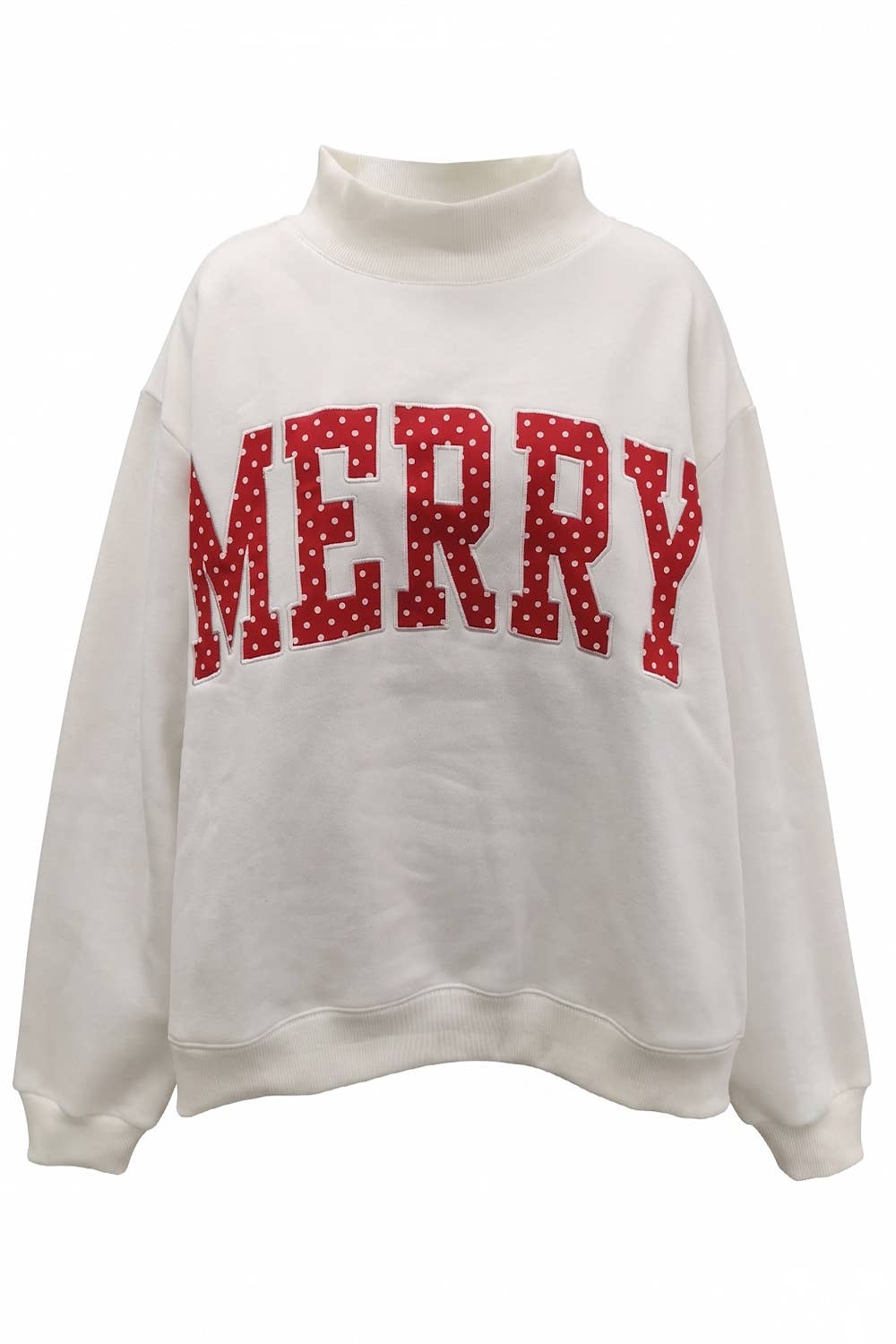IT2594E-MERRY5 | 'MERRY' Polka-Dot Mock-Neck Sweatshirt