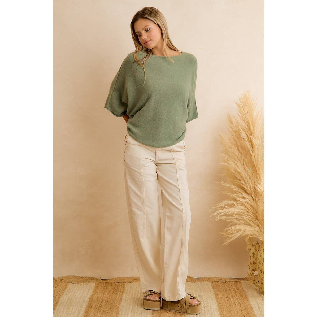 DOLMAN SLEEVES SOFT KNIT TOP