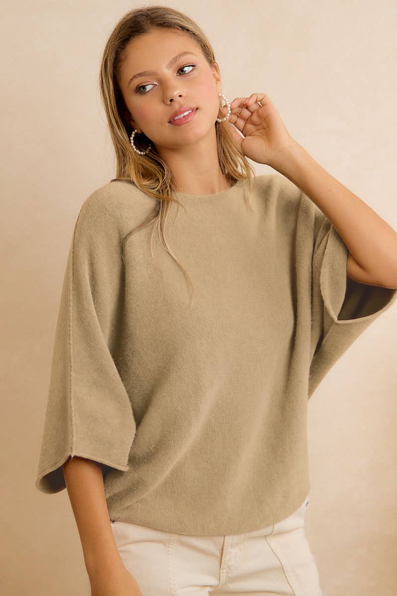 DOLMAN SLEEVES SOFT KNIT TOP