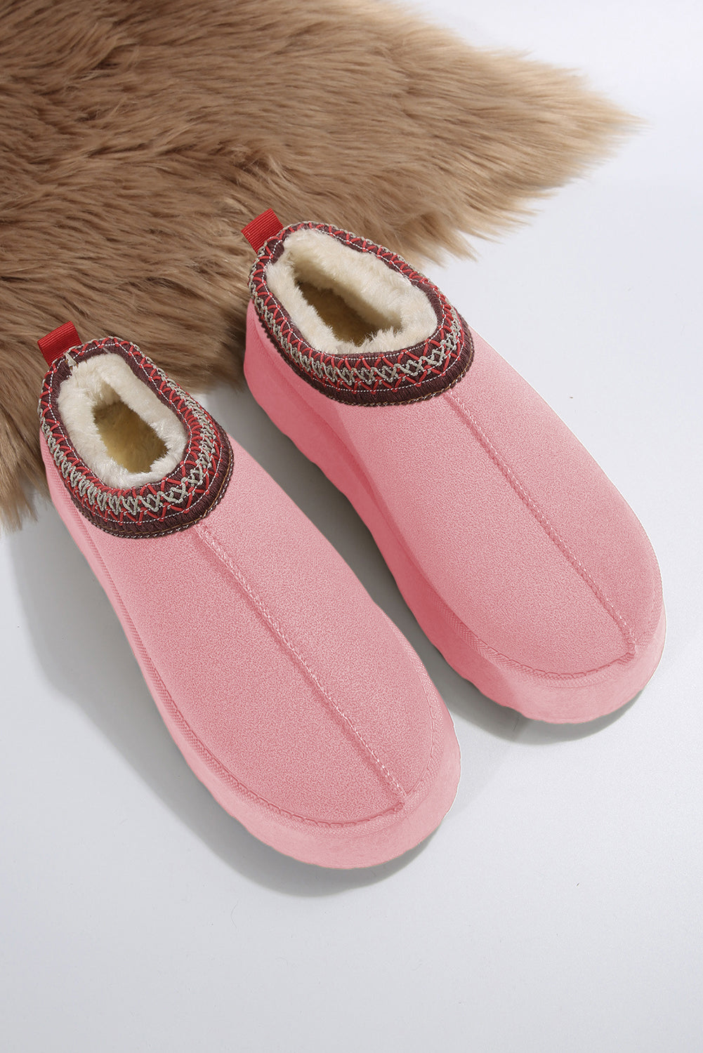 Chestnut Suede Contrast Print Plush Lined Snow Boots