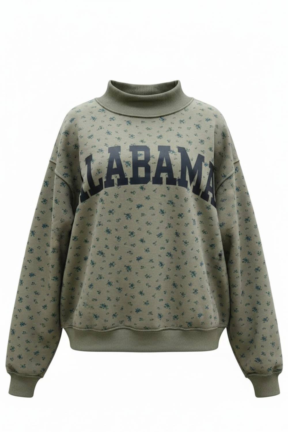 'ALABAMA & AL' Floral Mock Neck Sweatshirt