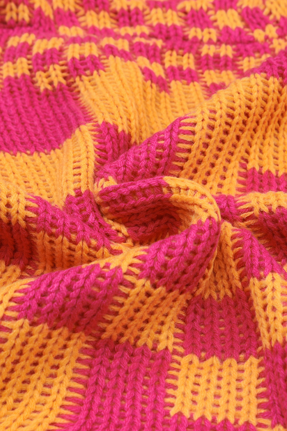 Orchid Petal Colorblock Checked Open Front Knitted Cardigan