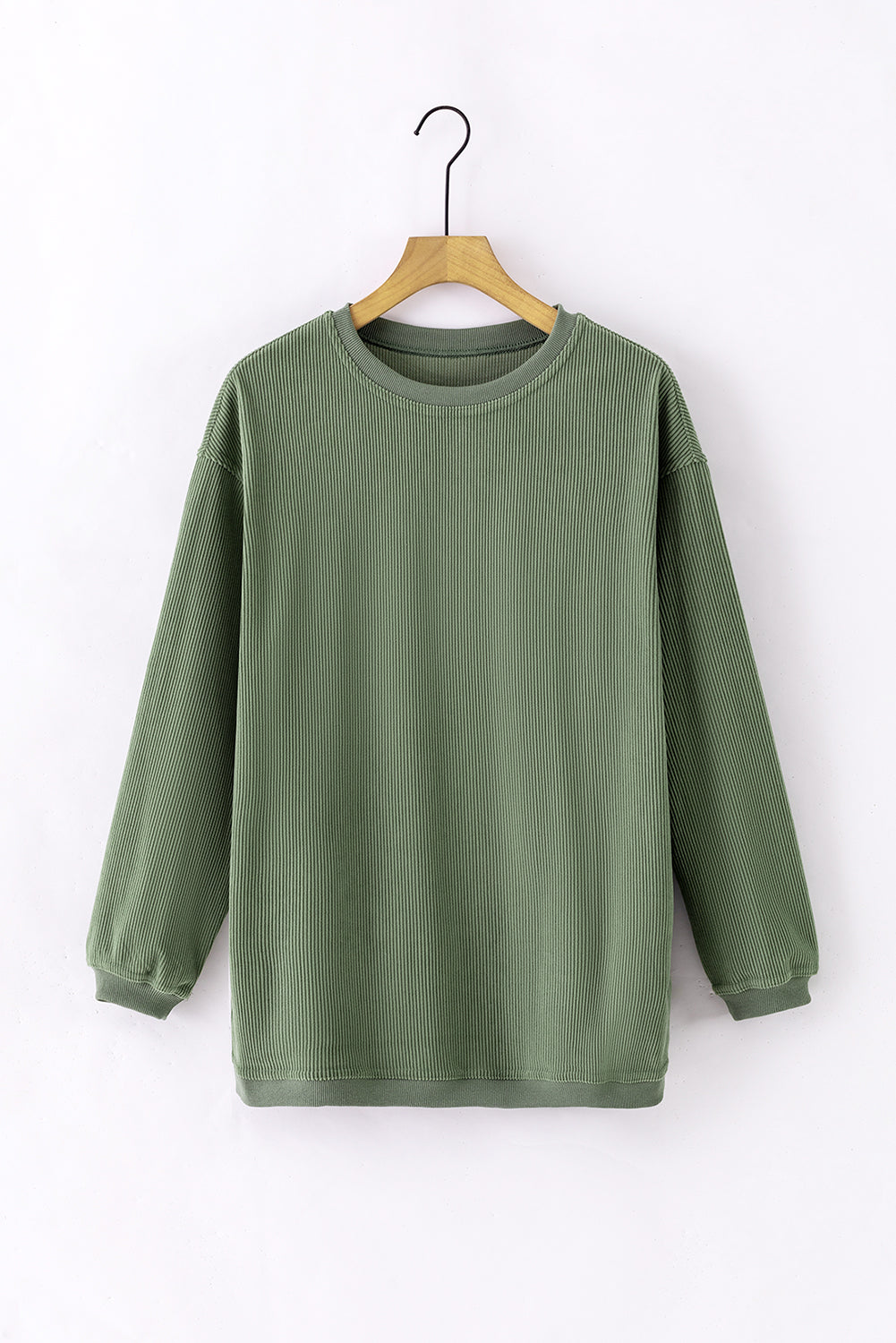 Light Grey Ribbed Corded Oversized Sweatshirt