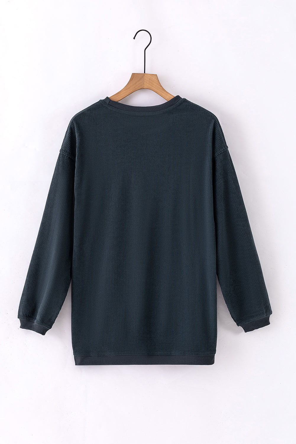 Light Grey Ribbed Corded Oversized Sweatshirt
