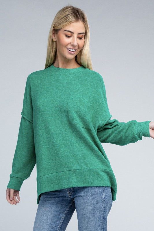 Brushed Melange Drop Shoulder Oversized Sweater