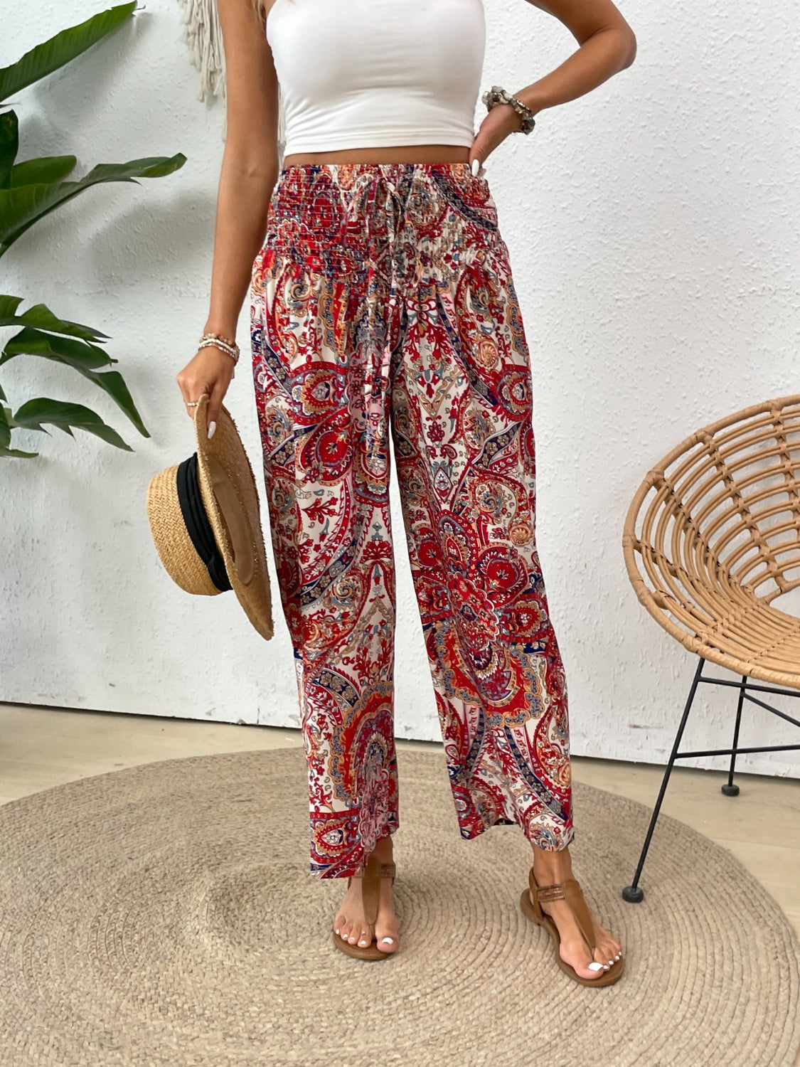 Printed Wide Leg Pants