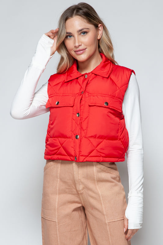 Snobbish Snap Down Quilted Crop Vest