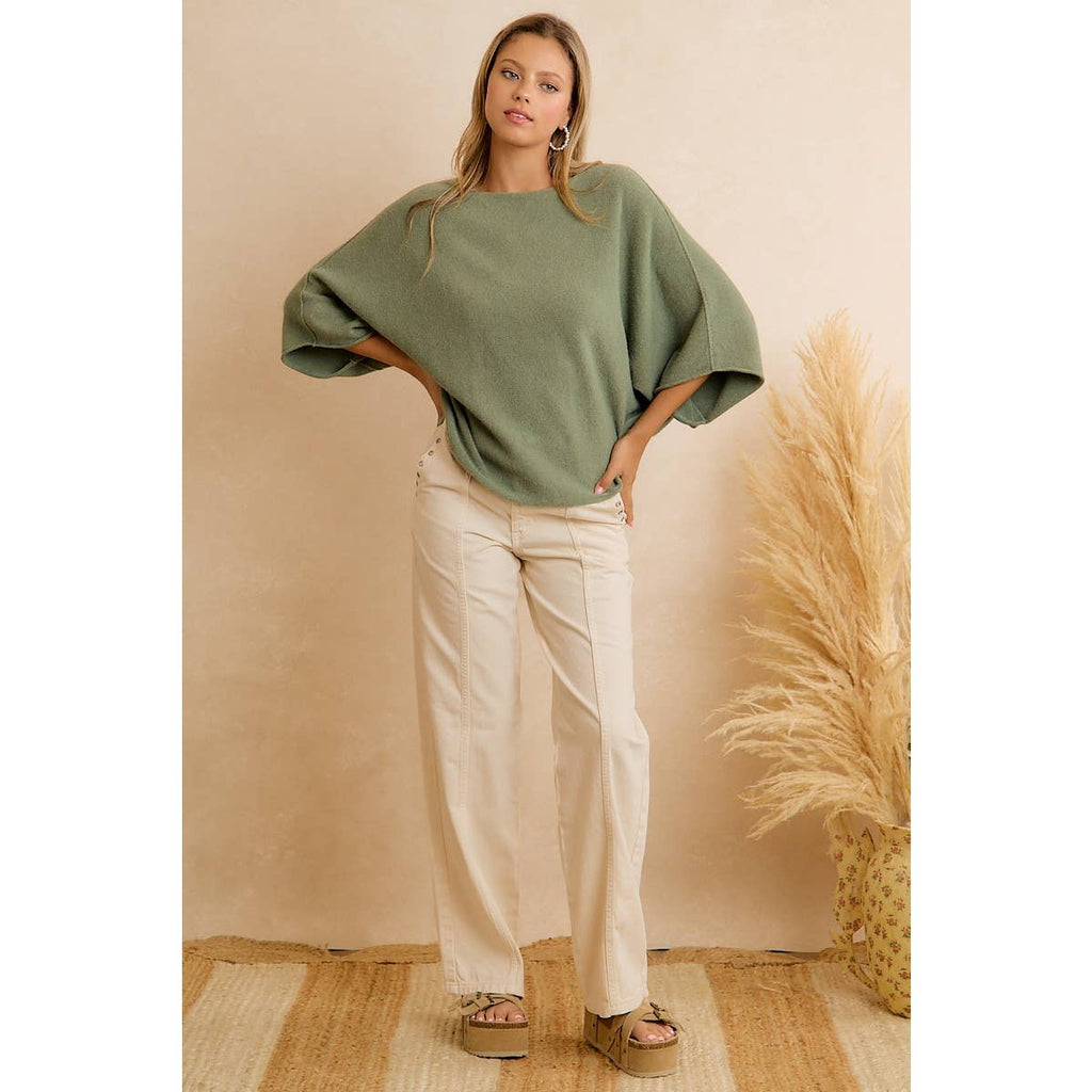 DOLMAN SLEEVES SOFT KNIT TOP