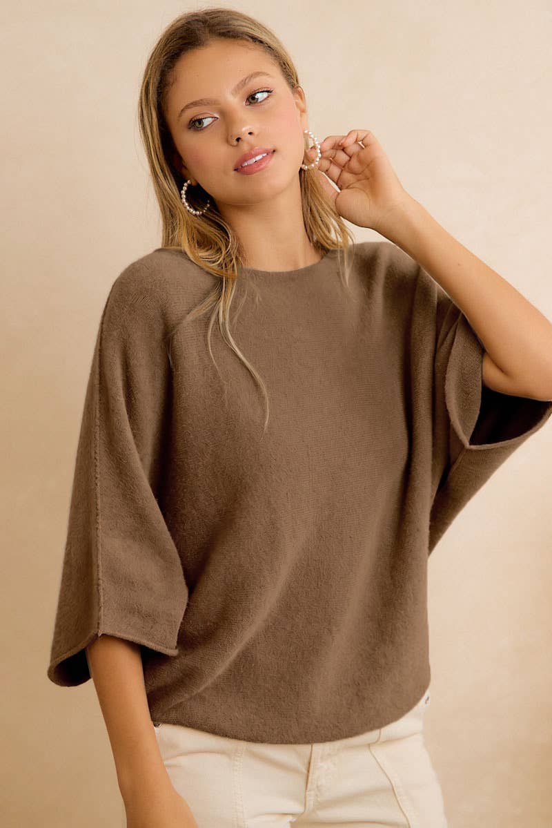 DOLMAN SLEEVES SOFT KNIT TOP