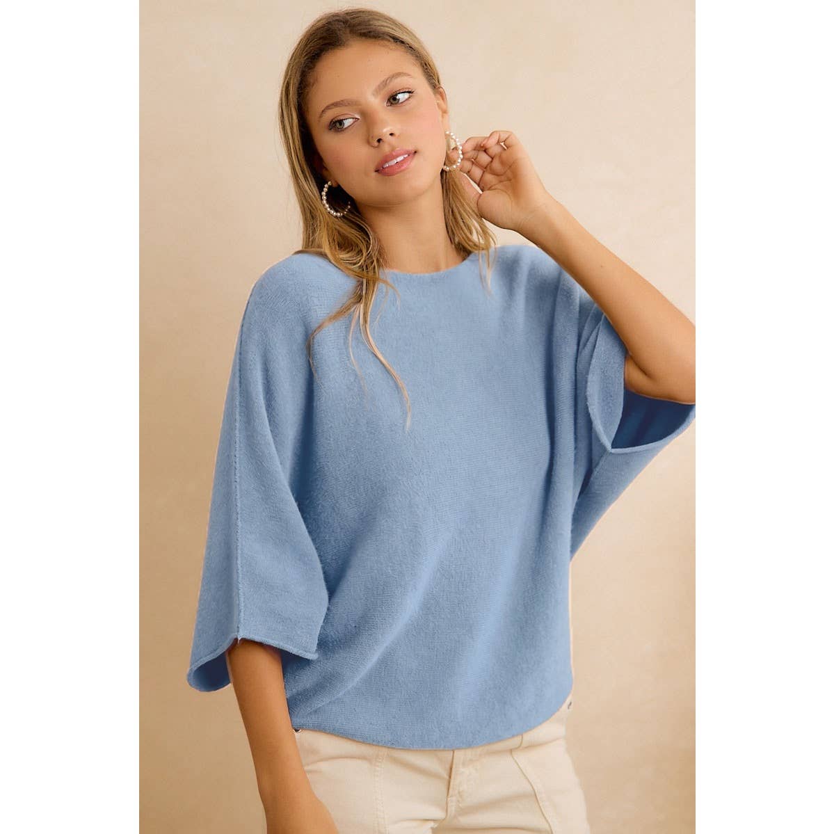 DOLMAN SLEEVES SOFT KNIT TOP