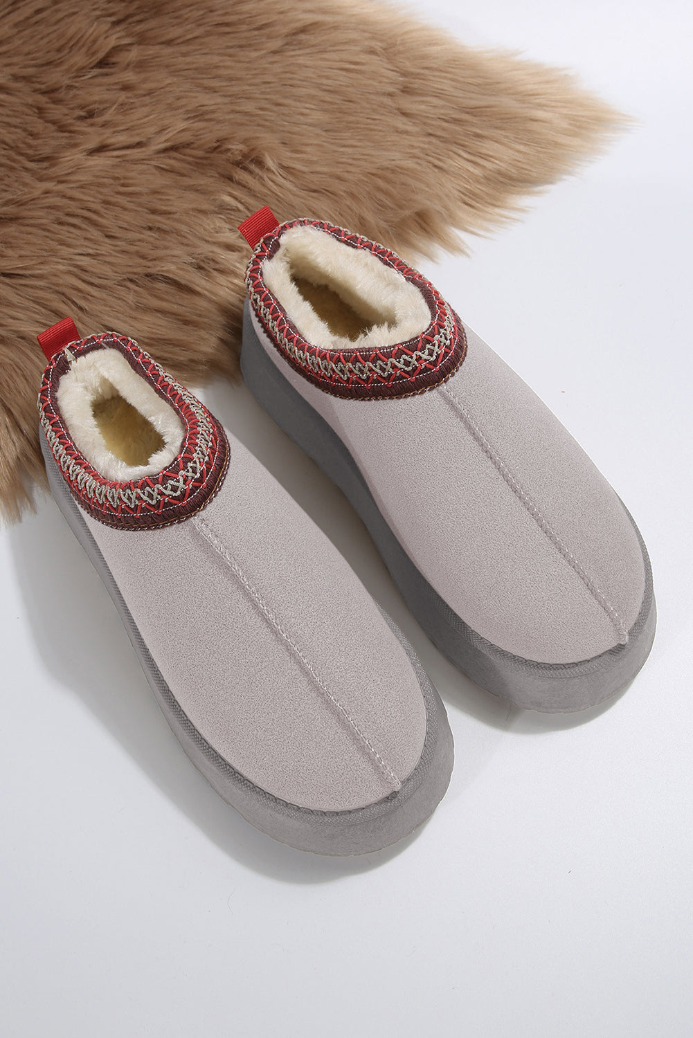 Chestnut Suede Contrast Print Plush Lined Snow Boots