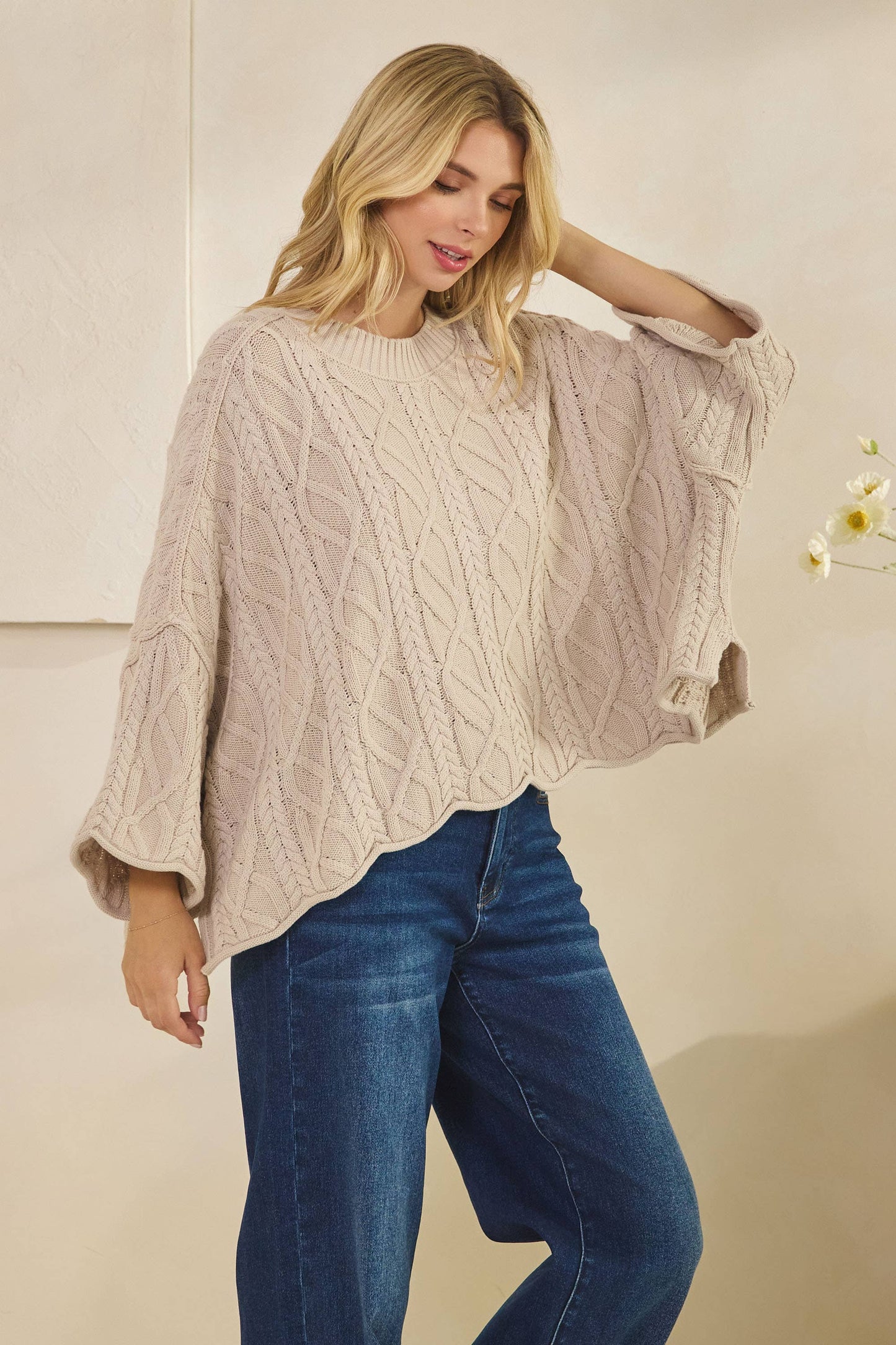 IT-10101-knitted sailors knot round neck l/s sweater