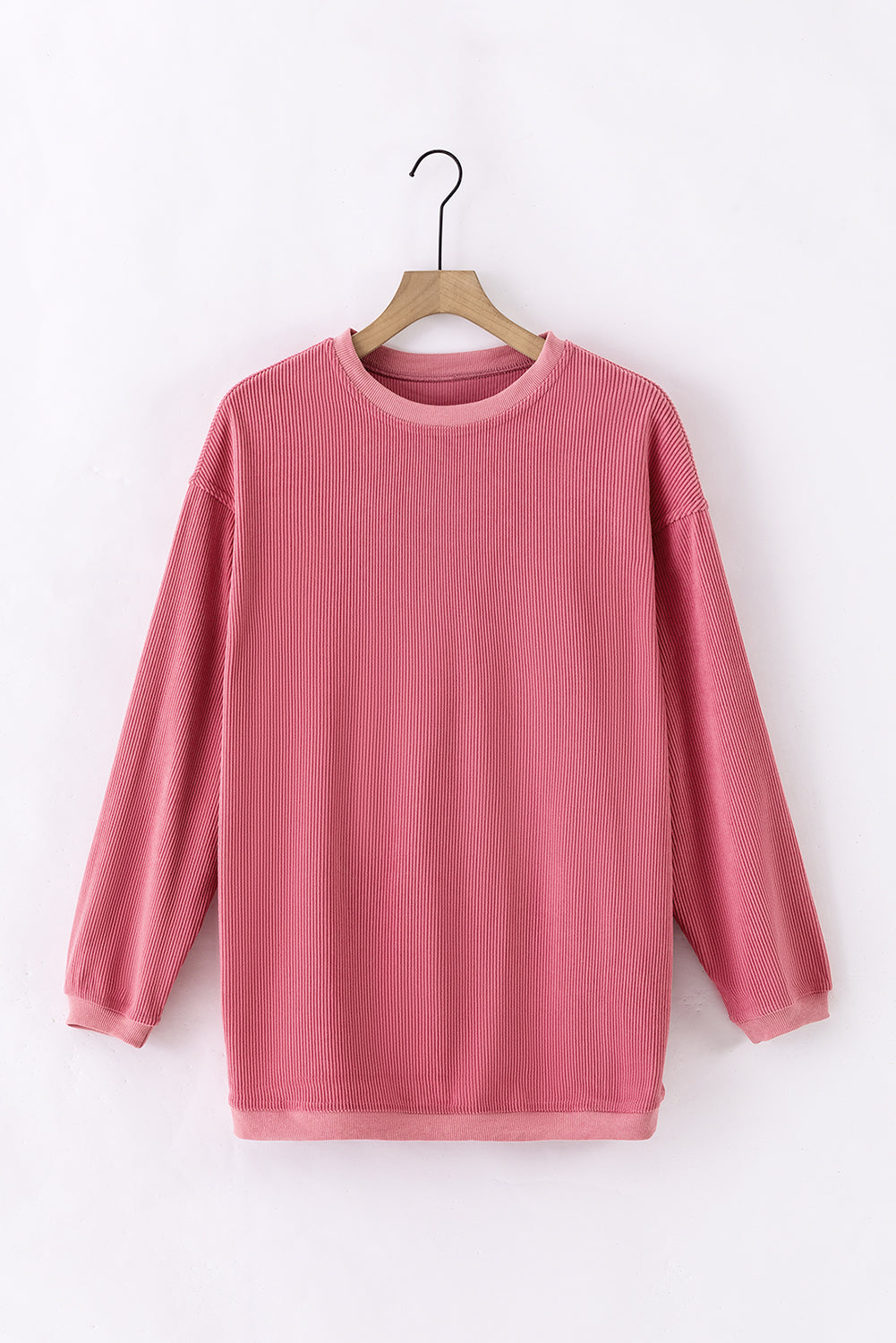 Light Grey Ribbed Corded Oversized Sweatshirt