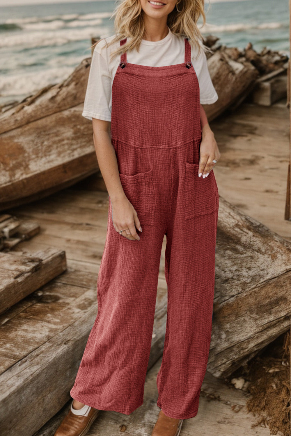 Full Size Wide Leg Front Pocket Jumpsuit