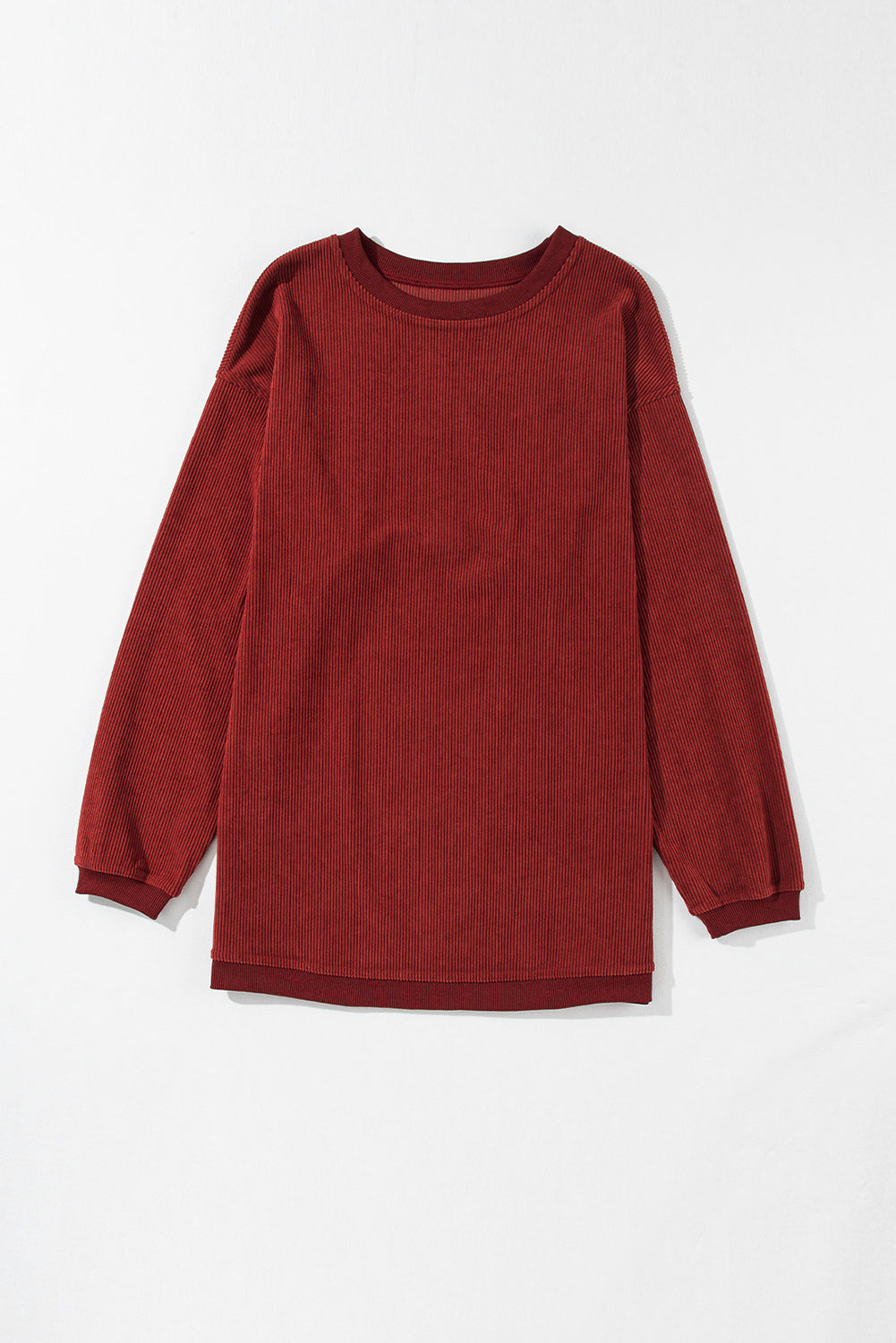 Light Grey Ribbed Corded Oversized Sweatshirt