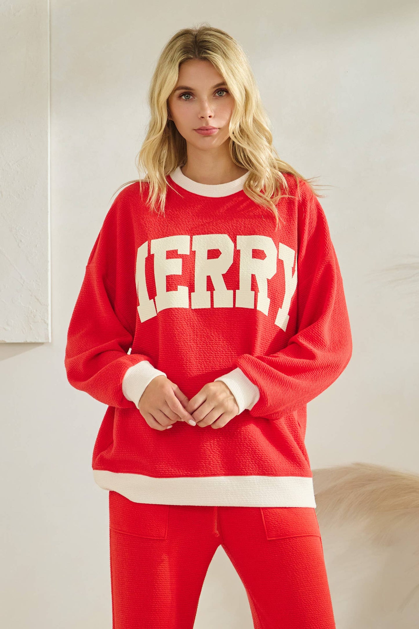 T-42169-CLOUDY KNIT MERRY RINGER SWEATSHIRT