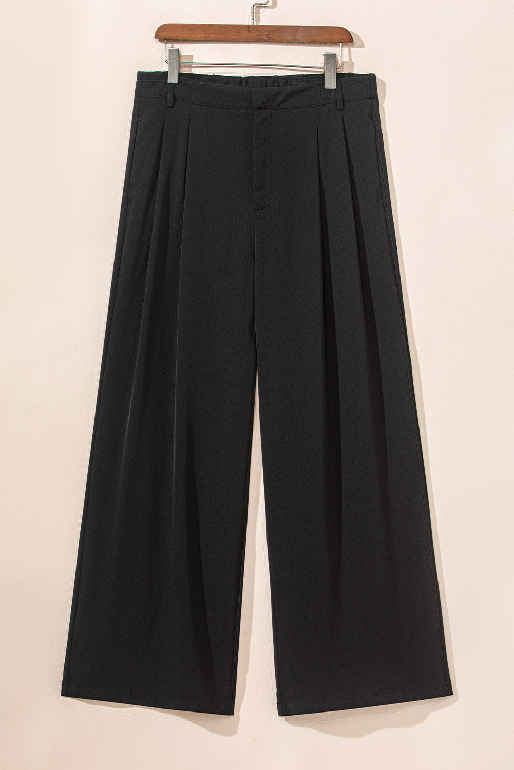 Black Pleated Elegant Wide Leg Pants