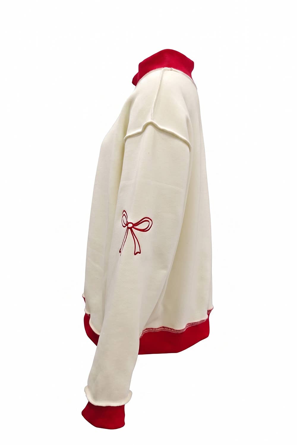 IT2594E-MERRYEVERYTHING | Ribbon Mock-Neck Sweatshirt