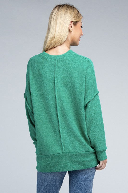 Brushed Melange Drop Shoulder Oversized Sweater