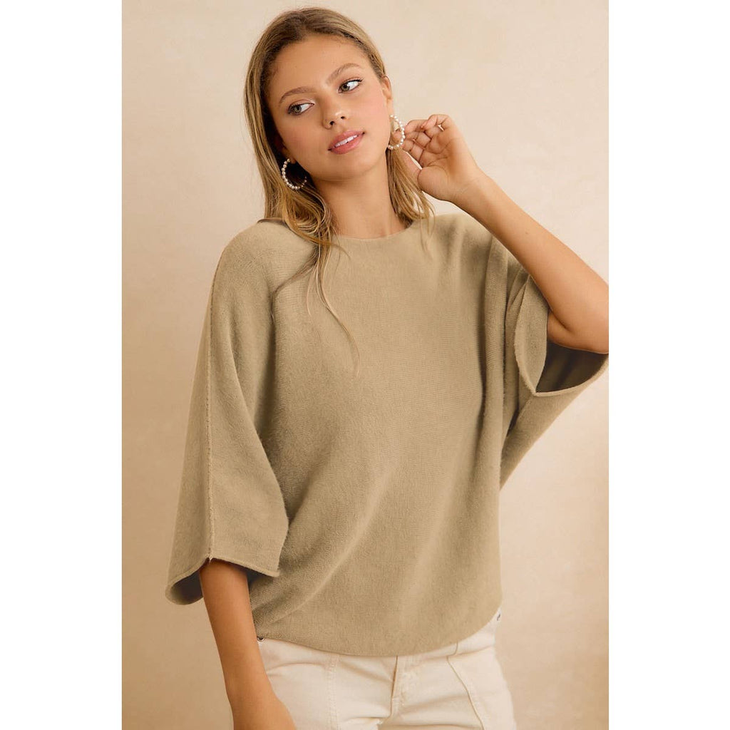 DOLMAN SLEEVES SOFT KNIT TOP