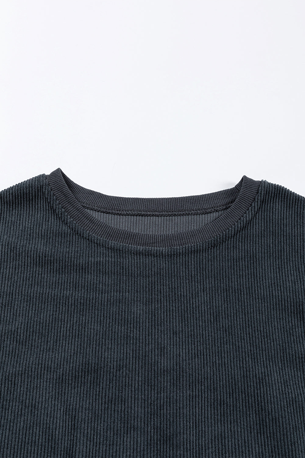 Light Grey Ribbed Corded Oversized Sweatshirt