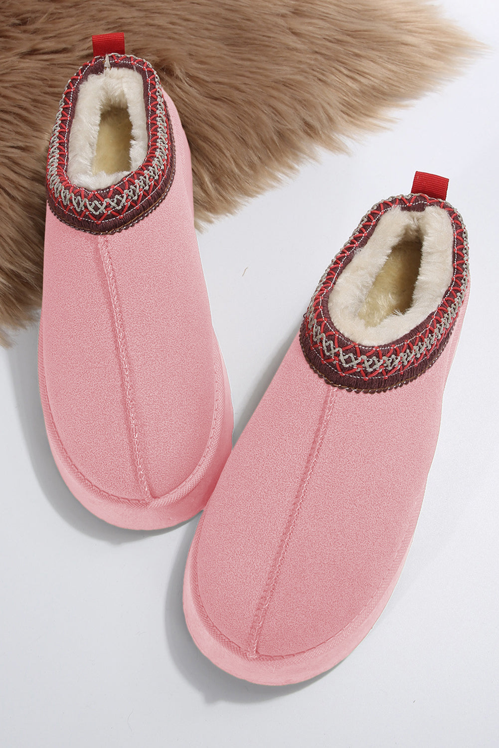 Chestnut Suede Contrast Print Plush Lined Snow Boots