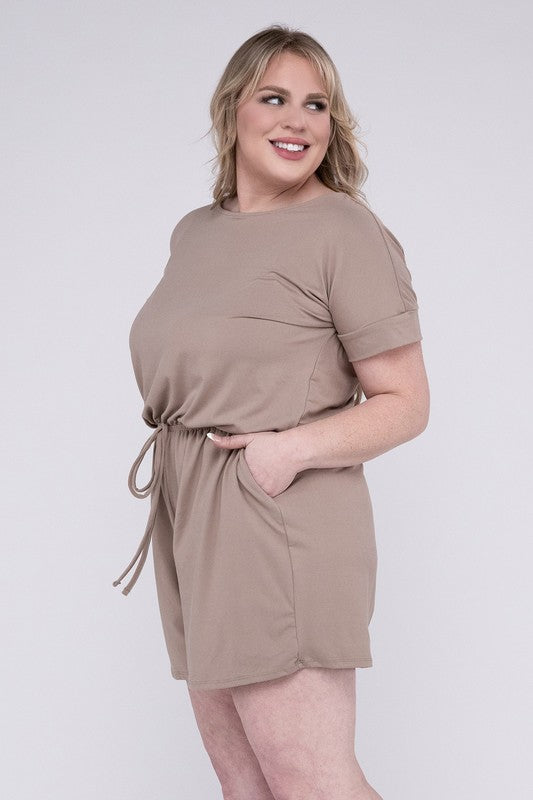 Plus Brushed DTY Romper with Pockets