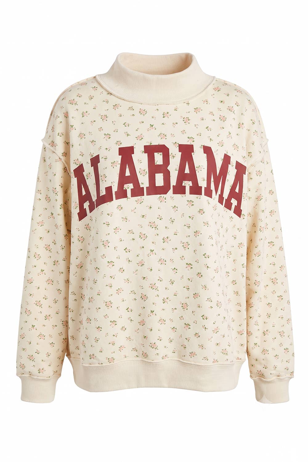 'ALABAMA & AL' Floral Mock Neck Sweatshirt