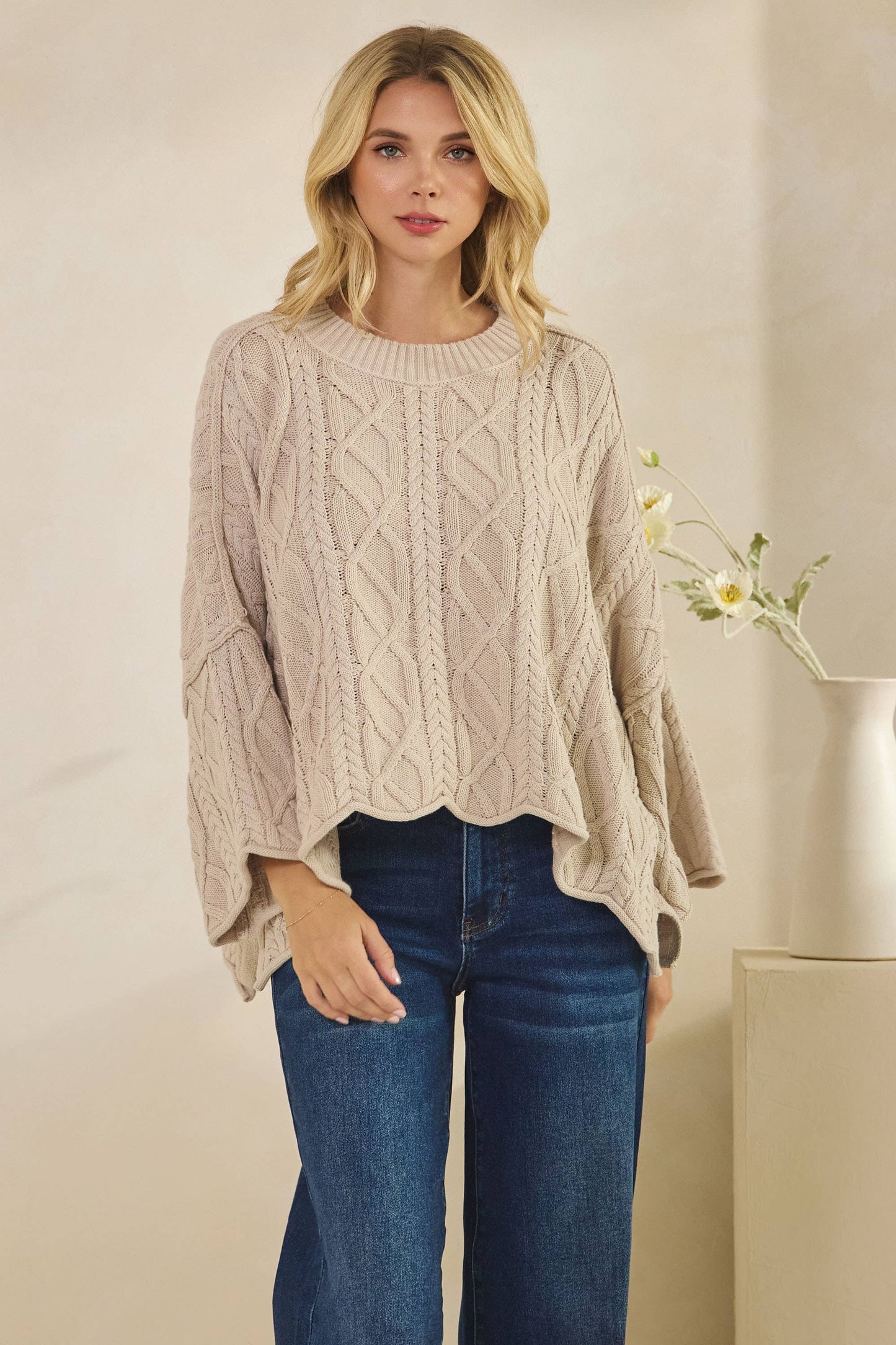 IT-10101-knitted sailors knot round neck l/s sweater