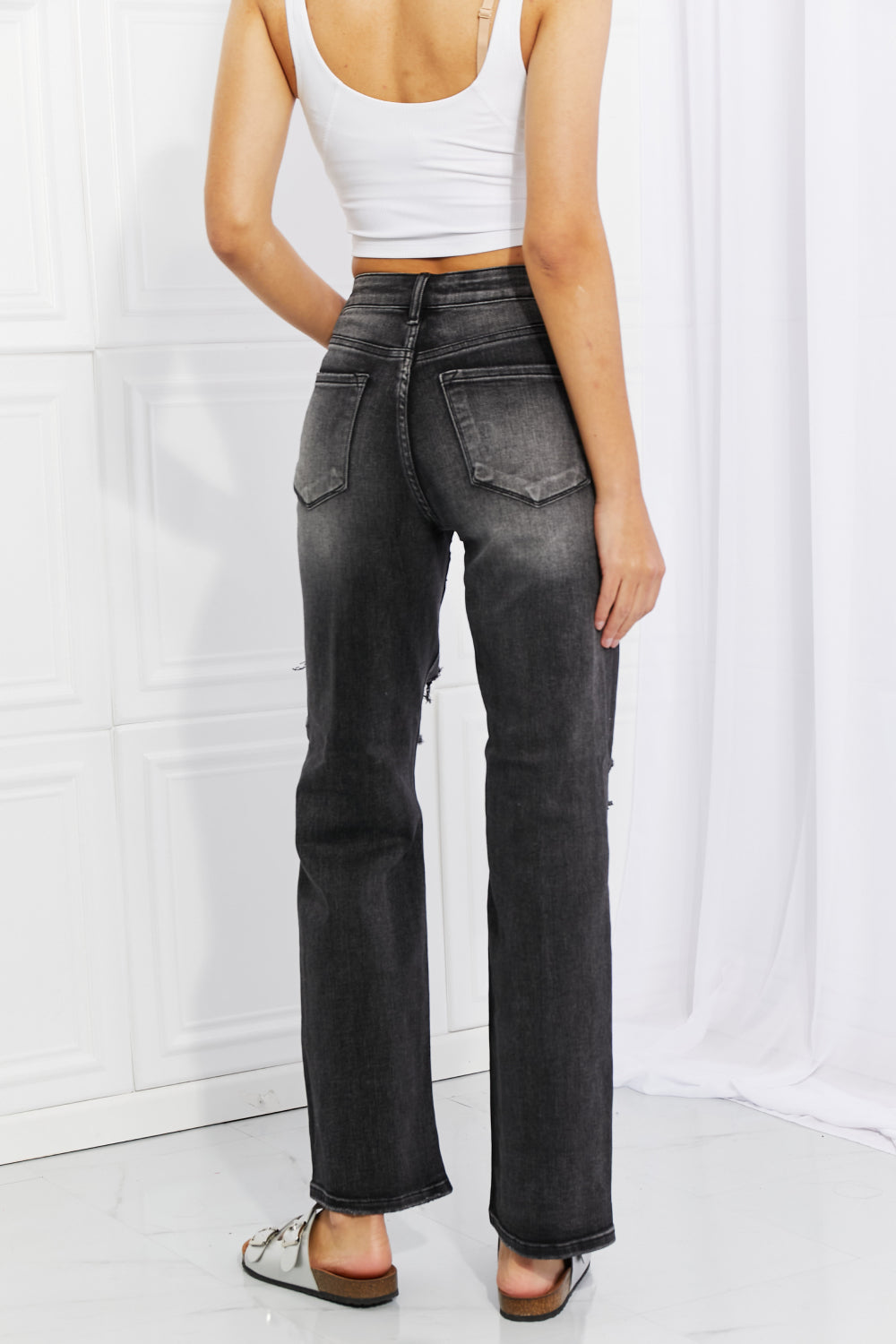 RISEN Full Size Lois Distressed Loose Fit Jeans