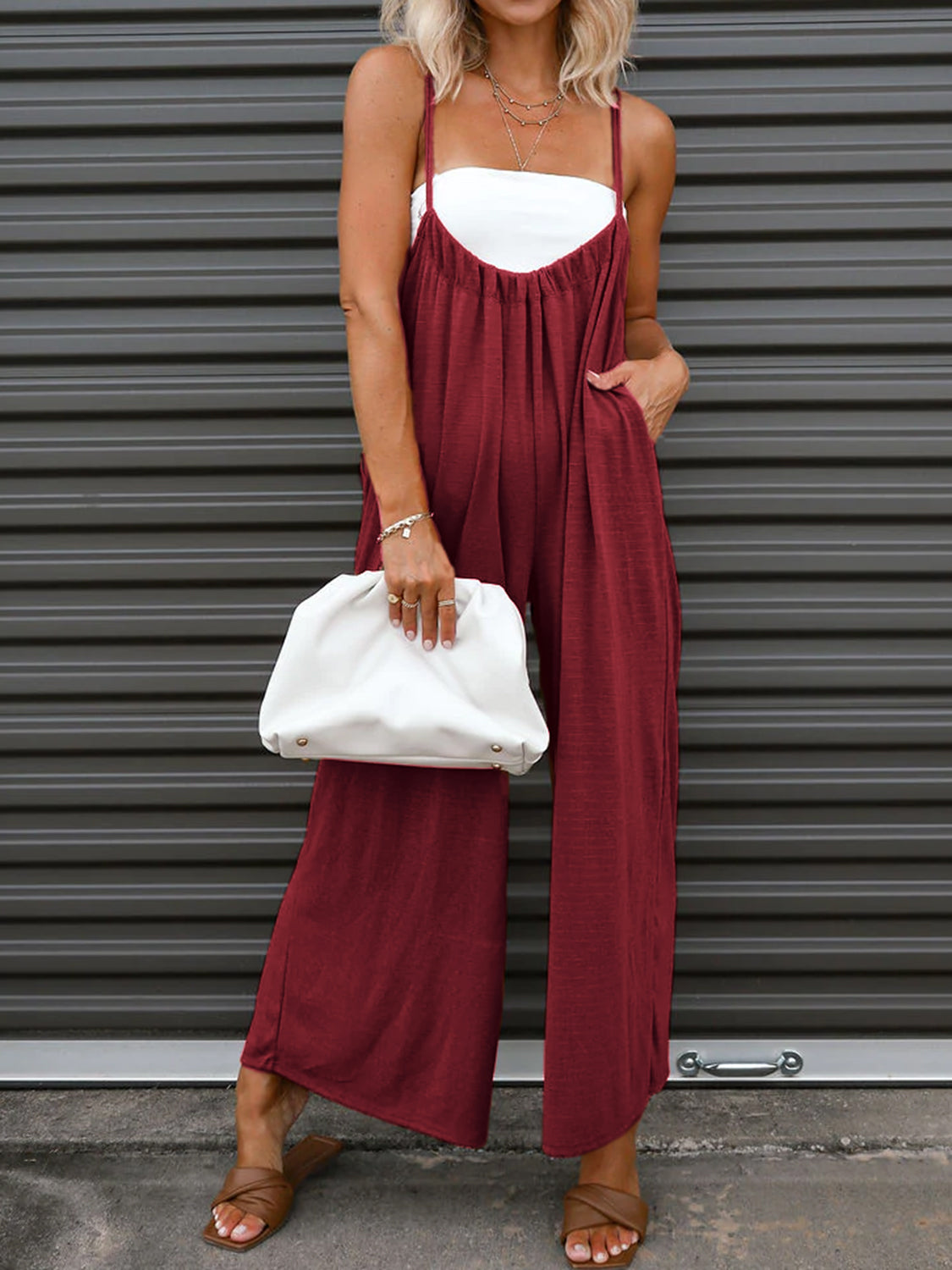 Ruched Spaghetti Strap Jumpsuit