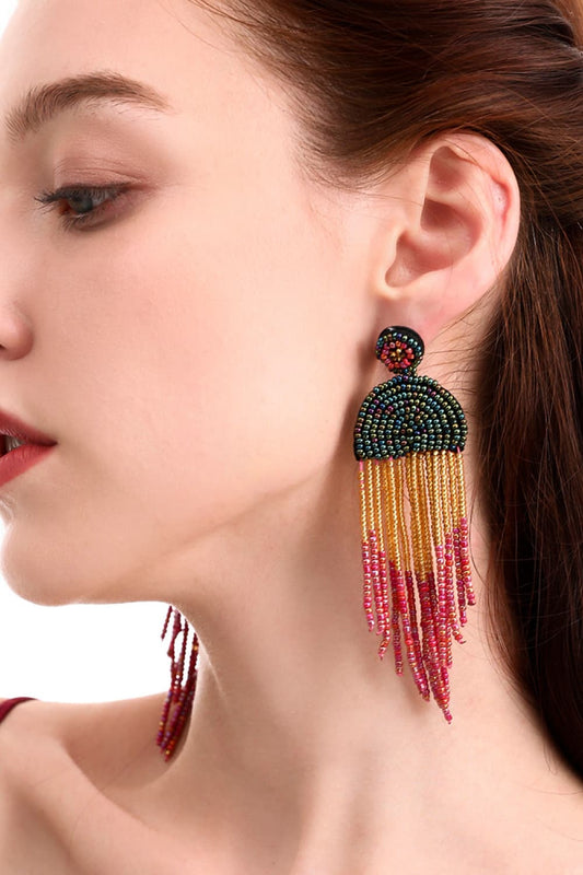 Beaded Fringe Dangle Earrings (Jewlery)