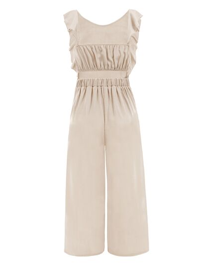 Tied Ruffled Round Neck Jumpsuit